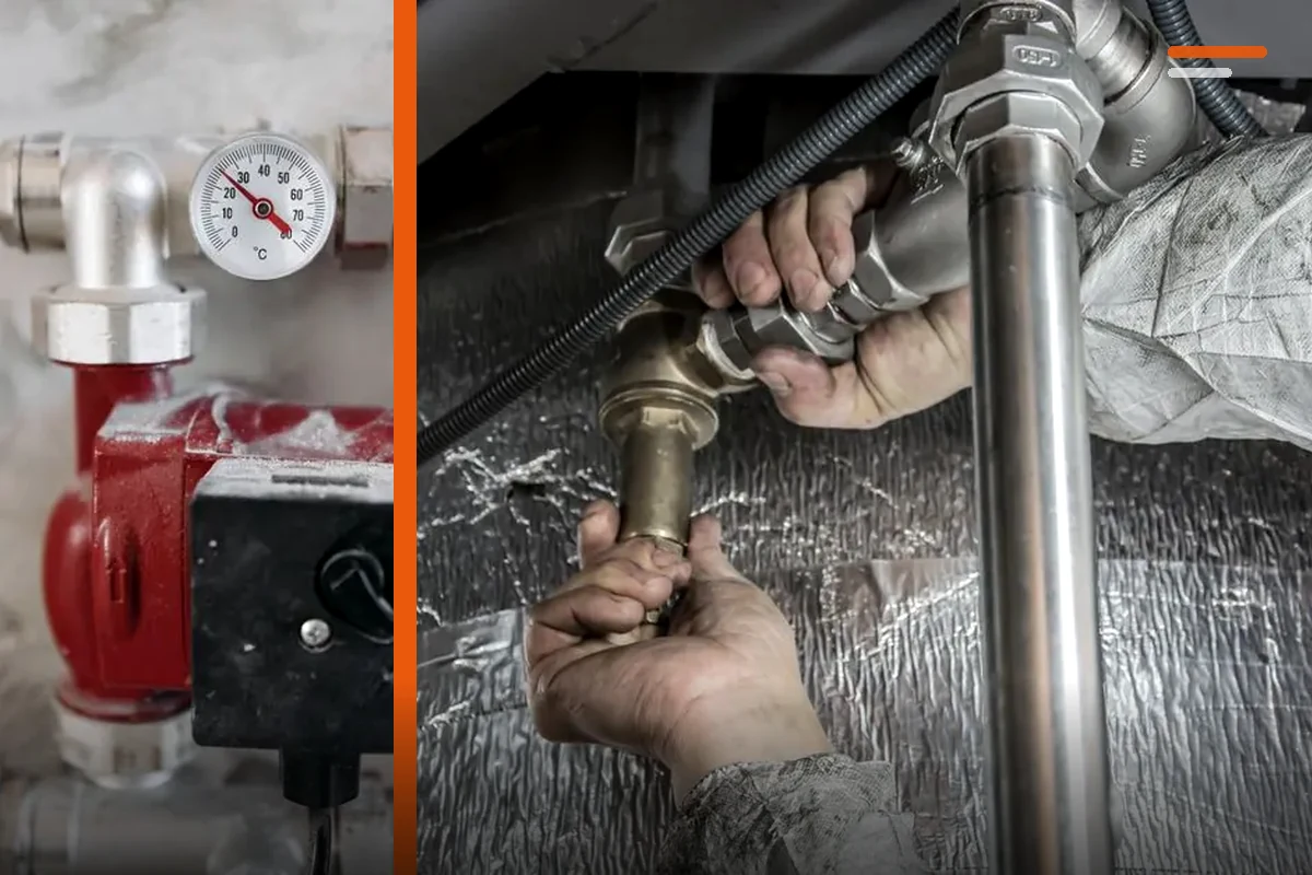 Heating-system piping and circulation components for boiler maintenance and flushing decisions