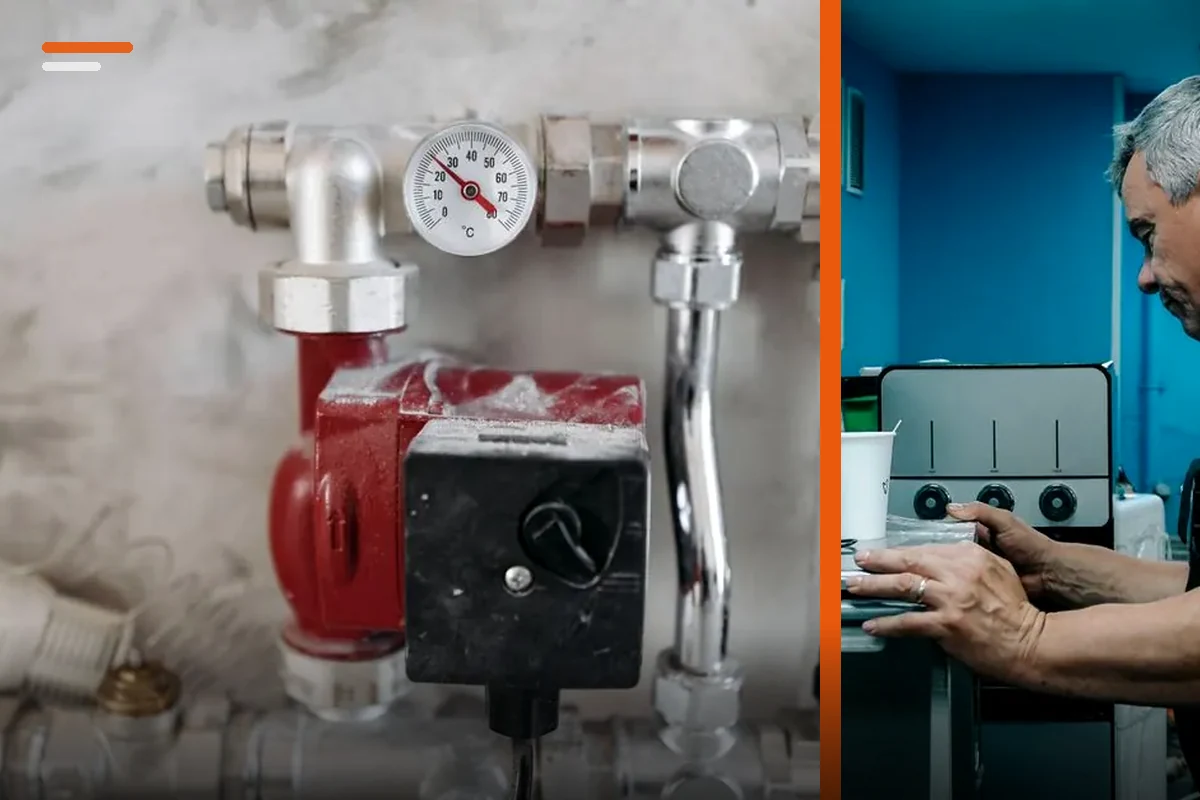 Commercial heating circulation equipment and technician service context